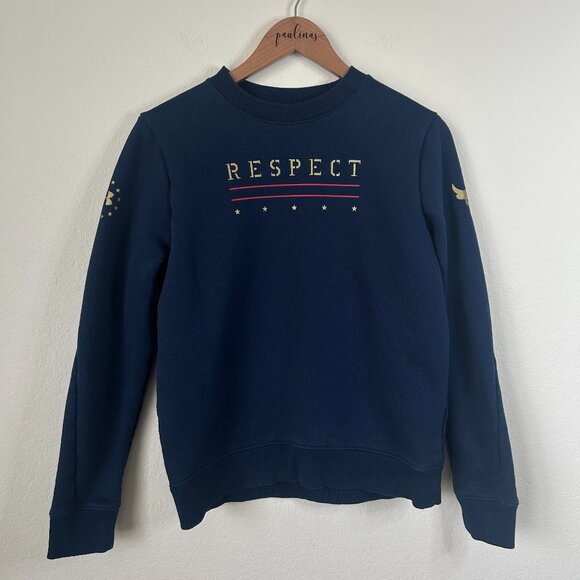 Under Armour Project Rock Sweatshirt Medium Blue Respect Crewneck Pullover Gym M - Picture 1 of 8